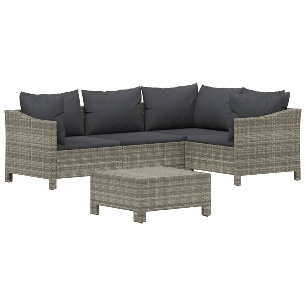 5 részes szürke polyrattan kerti ülőgarnitúra párnákkal 3