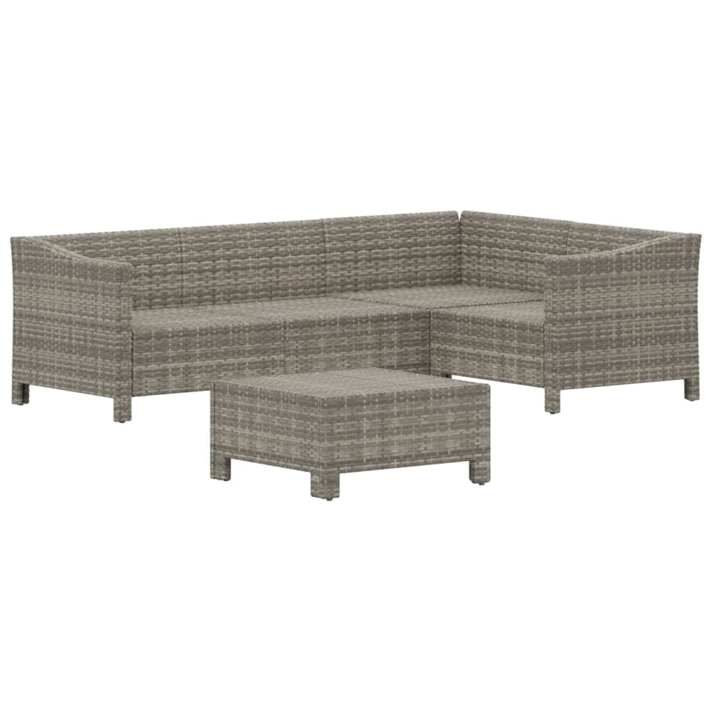 5 részes szürke polyrattan kerti ülőgarnitúra párnákkal 4