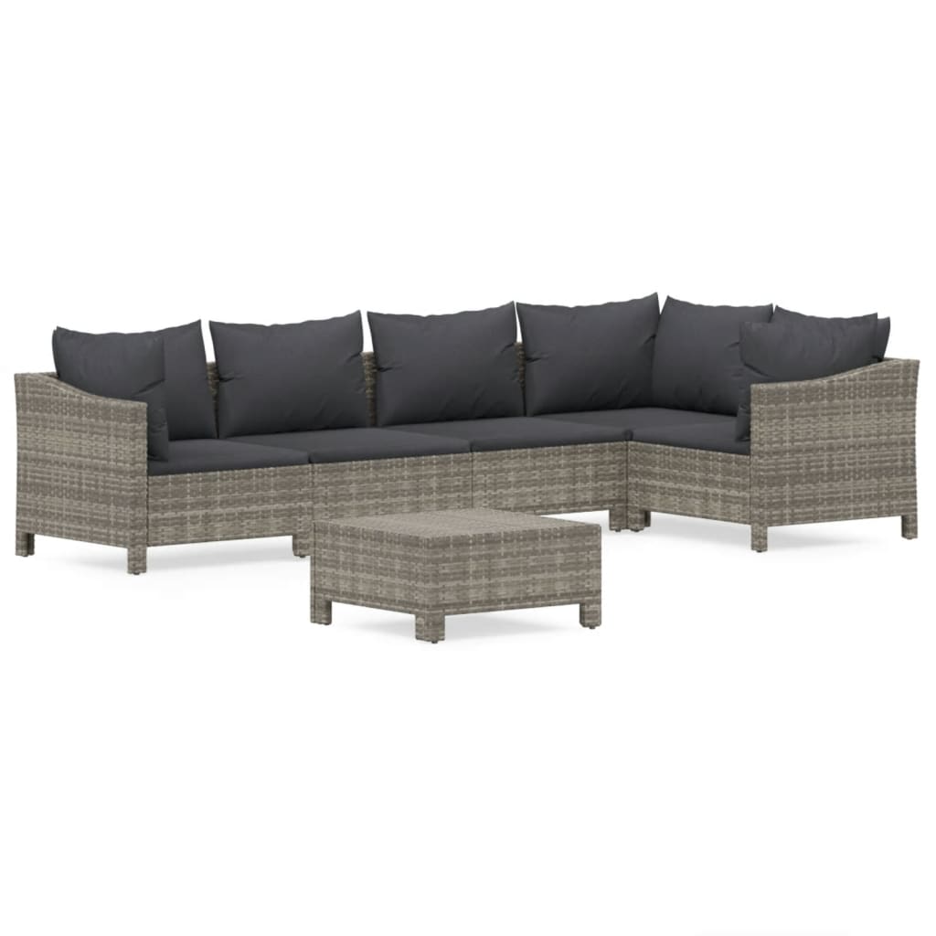 6 részes szürke polyrattan kerti ülőgarnitúra párnákkal 2