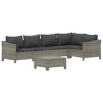 6 részes szürke polyrattan kerti ülőgarnitúra párnákkal 3