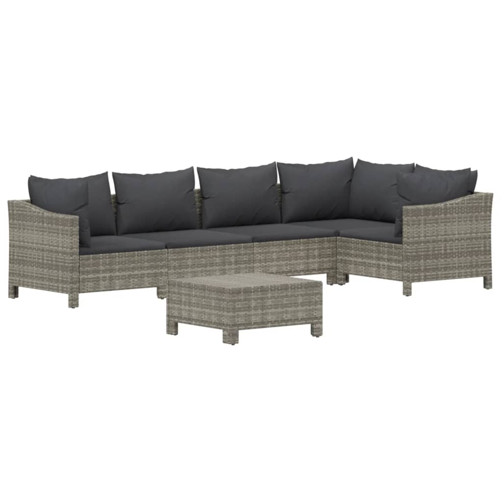 6 részes szürke polyrattan kerti ülőgarnitúra párnákkal 3