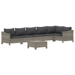 7 részes szürke polyrattan kerti ülőgarnitúra párnákkal 3