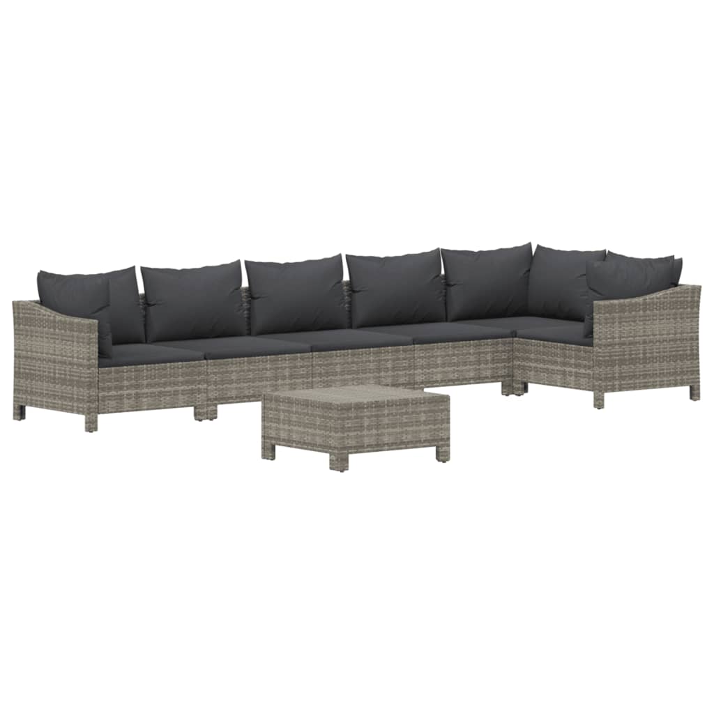 7 részes szürke polyrattan kerti ülőgarnitúra párnákkal 3