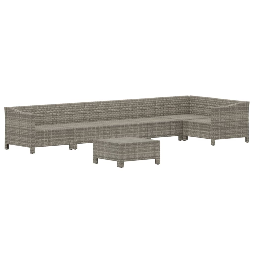 7 részes szürke polyrattan kerti ülőgarnitúra párnákkal 4