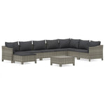 9 részes szürke polyrattan kerti ülőgarnitúra párnákkal 2