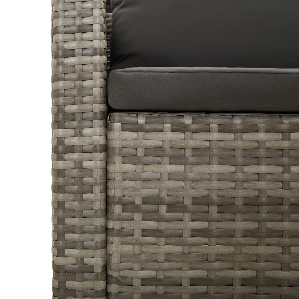 9 részes szürke polyrattan kerti ülőgarnitúra párnákkal 8