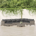 9 részes szürke polyrattan kerti ülőgarnitúra párnákkal
