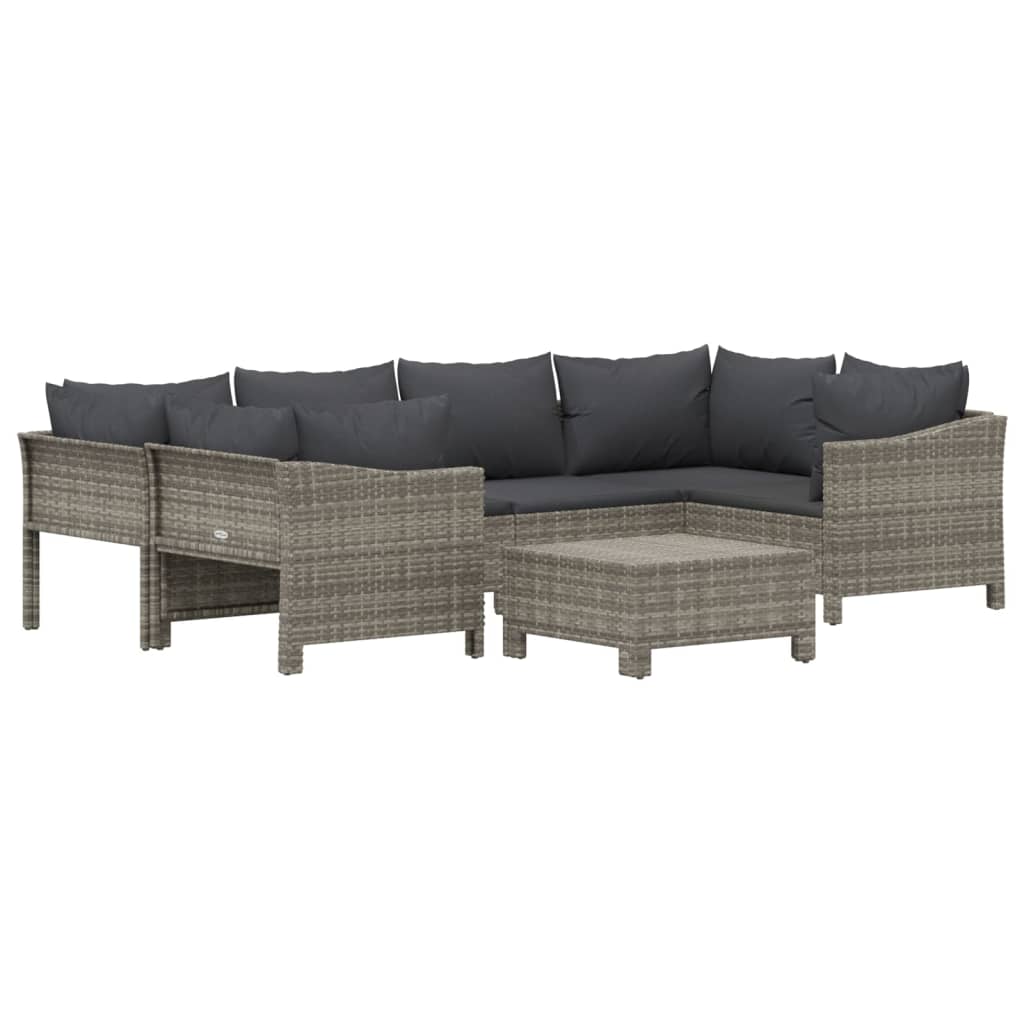 7 részes szürke polyrattan kerti ülőgarnitúra párnákkal 3