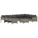 10 részes szürke polyrattan kerti ülőgarnitúra párnákkal 3