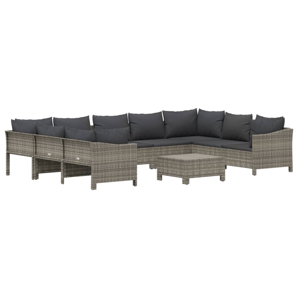 10 részes szürke polyrattan kerti ülőgarnitúra párnákkal 3