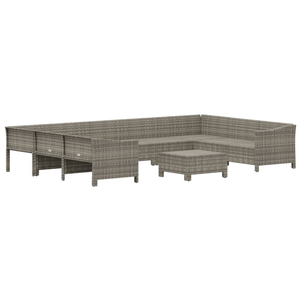 10 részes szürke polyrattan kerti ülőgarnitúra párnákkal 4