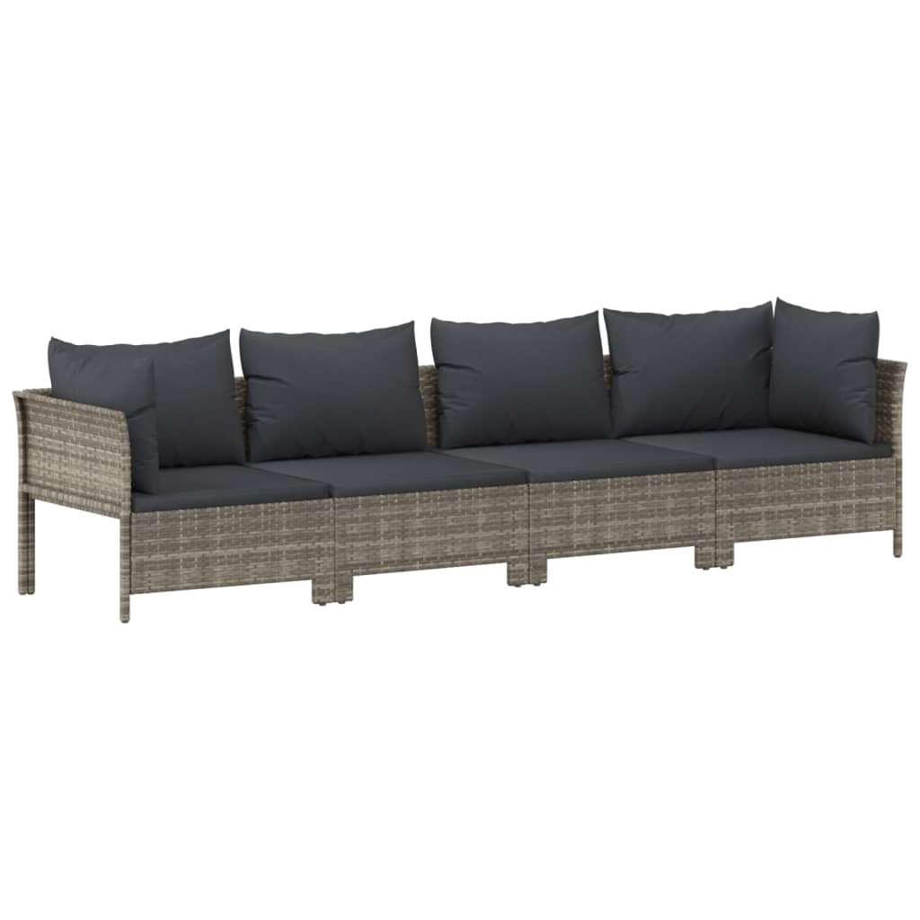 10 részes szürke polyrattan kerti ülőgarnitúra párnákkal 6