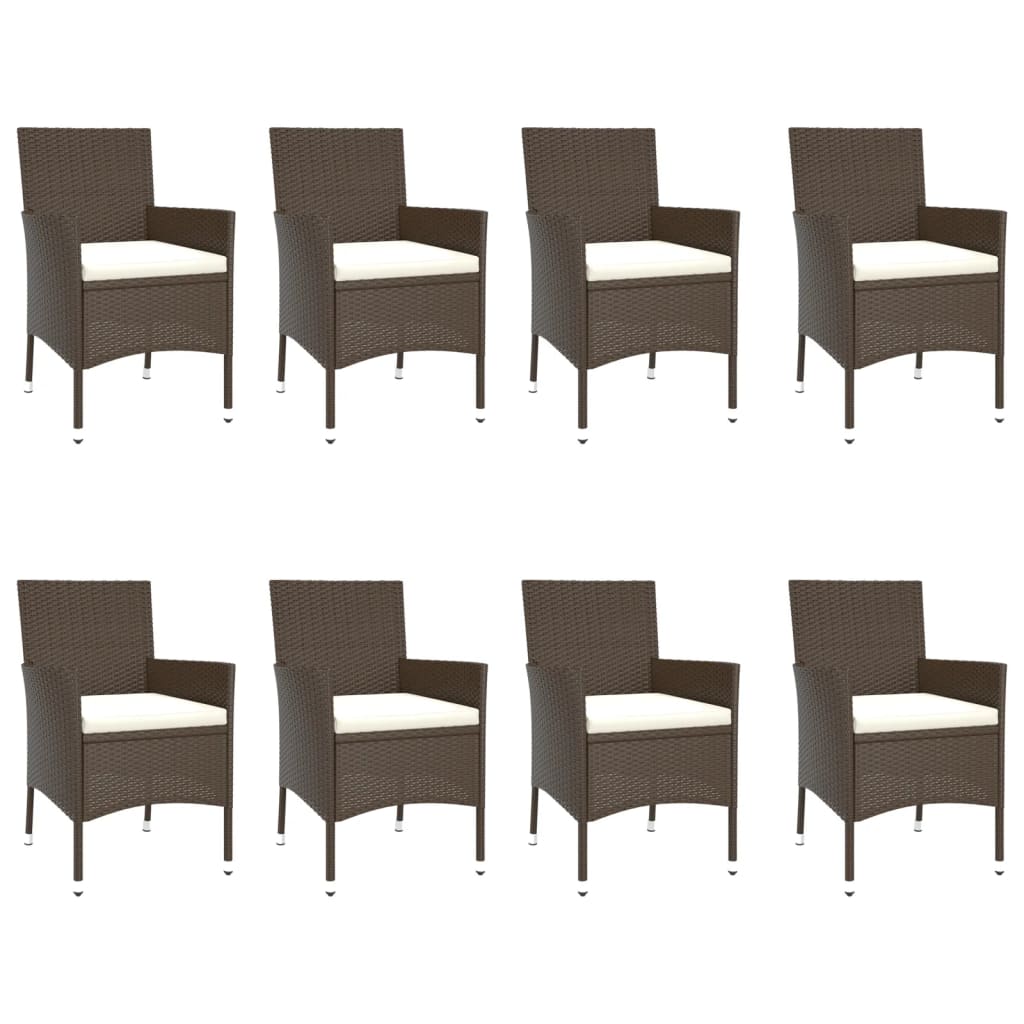 9 részes barna polyrattan kerti étkezőgarnitúra párnákkal 4