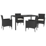 5 részes fekete polyrattan kerti étkezőgarnitúra párnákkal 3