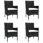 5 részes fekete polyrattan kerti étkezőgarnitúra párnákkal 4