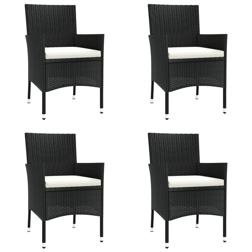 5 részes fekete polyrattan kerti étkezőgarnitúra párnákkal 4