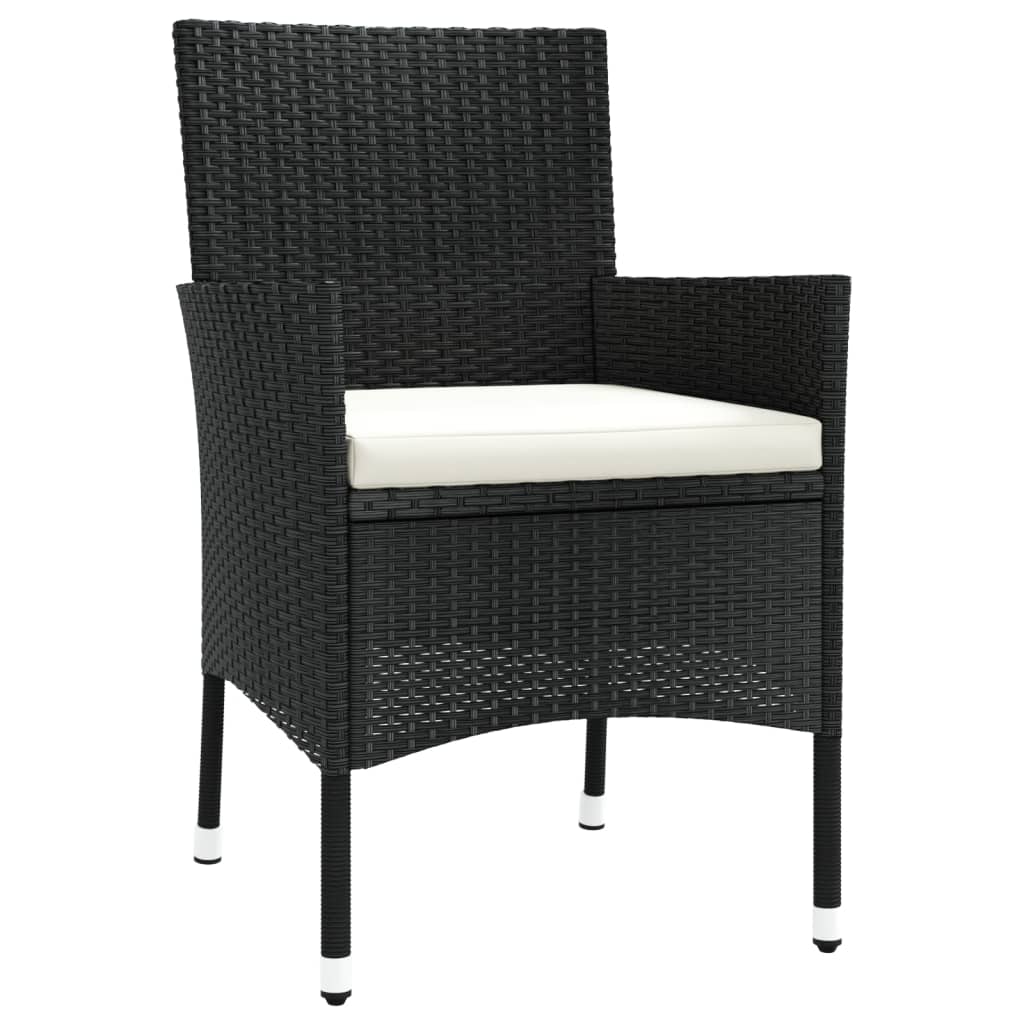 5 részes fekete polyrattan kerti étkezőgarnitúra párnákkal 5