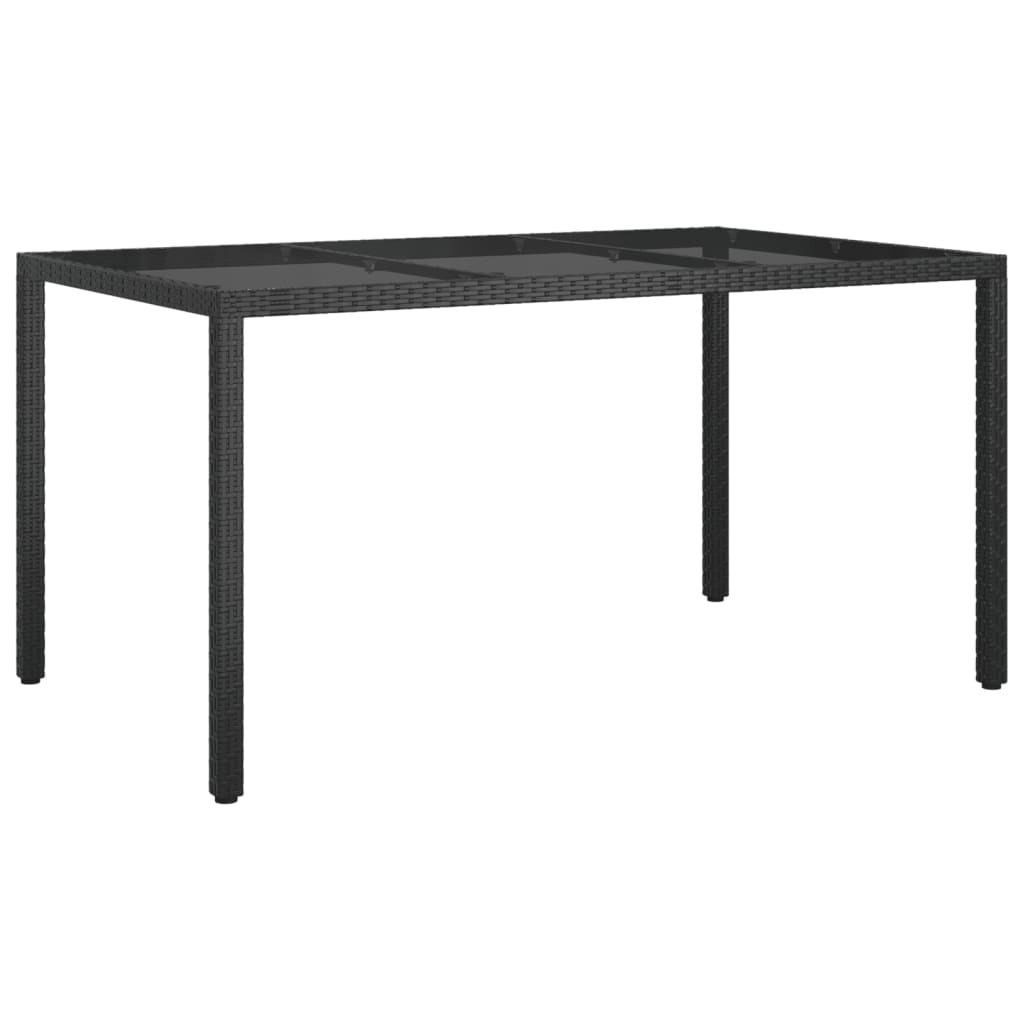 5 részes fekete polyrattan kerti étkezőgarnitúra párnákkal 7
