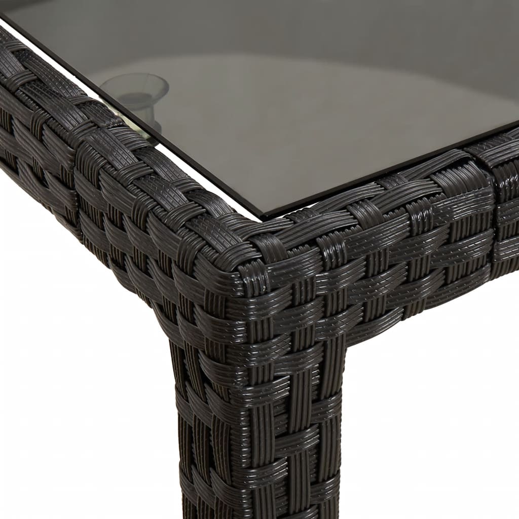 5 részes fekete polyrattan kerti étkezőgarnitúra párnákkal 8