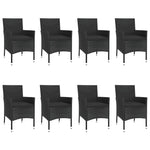 9 részes fekete polyrattan kerti étkezőgarnitúra párnákkal 4