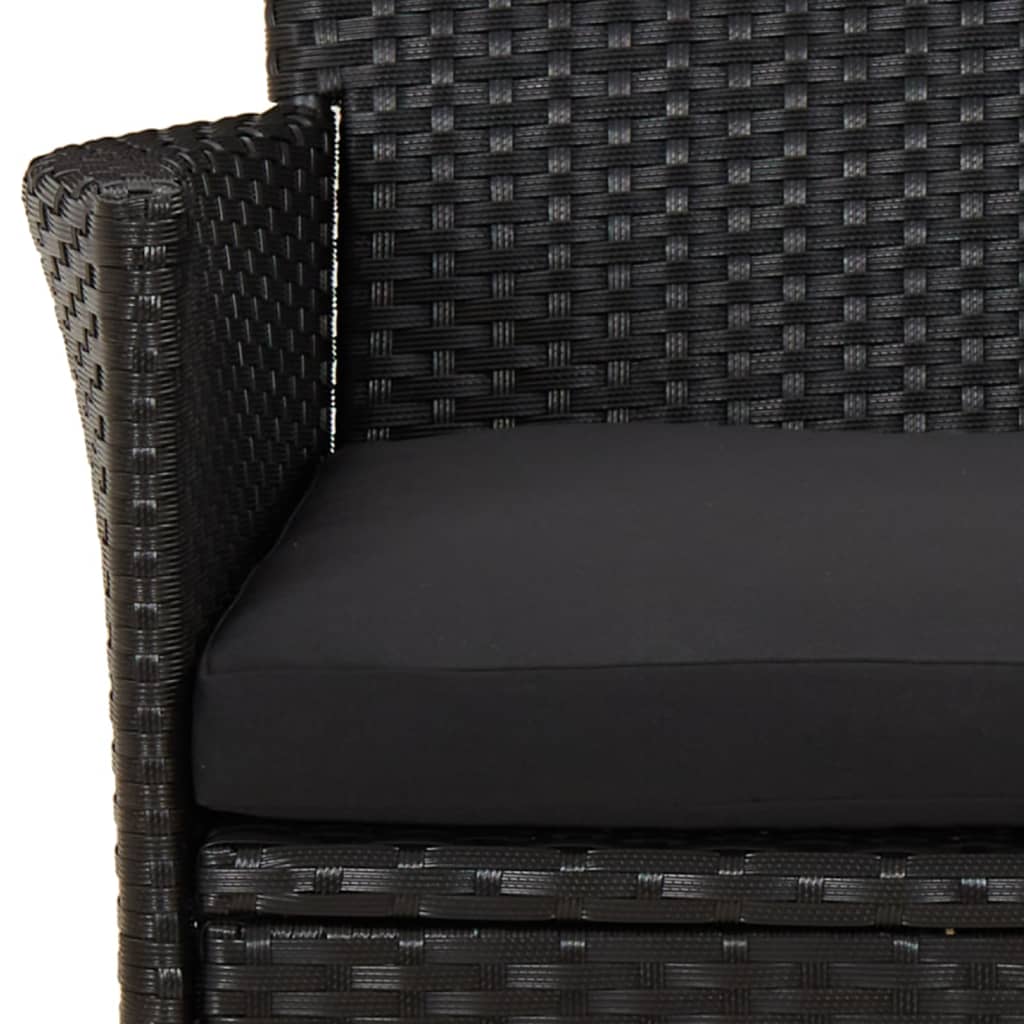 9 részes fekete polyrattan kerti étkezőgarnitúra párnákkal 6