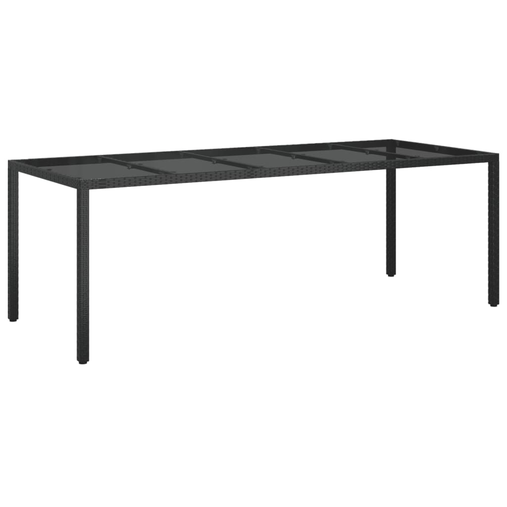 9 részes fekete polyrattan kerti étkezőgarnitúra párnákkal 7