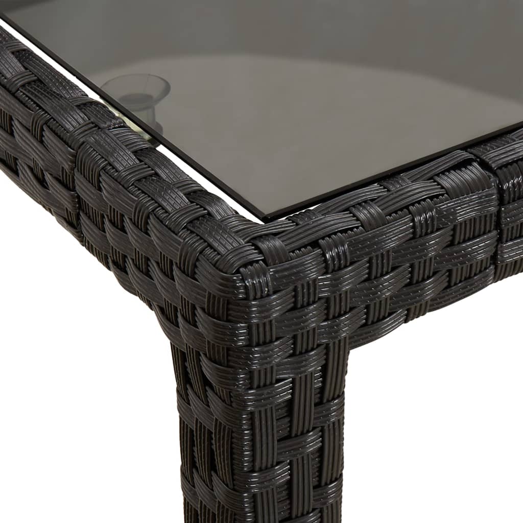 9 részes fekete polyrattan kerti étkezőgarnitúra párnákkal 8