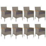 9 részes szürke polyrattan kerti étkezőgarnitúra párnával 3