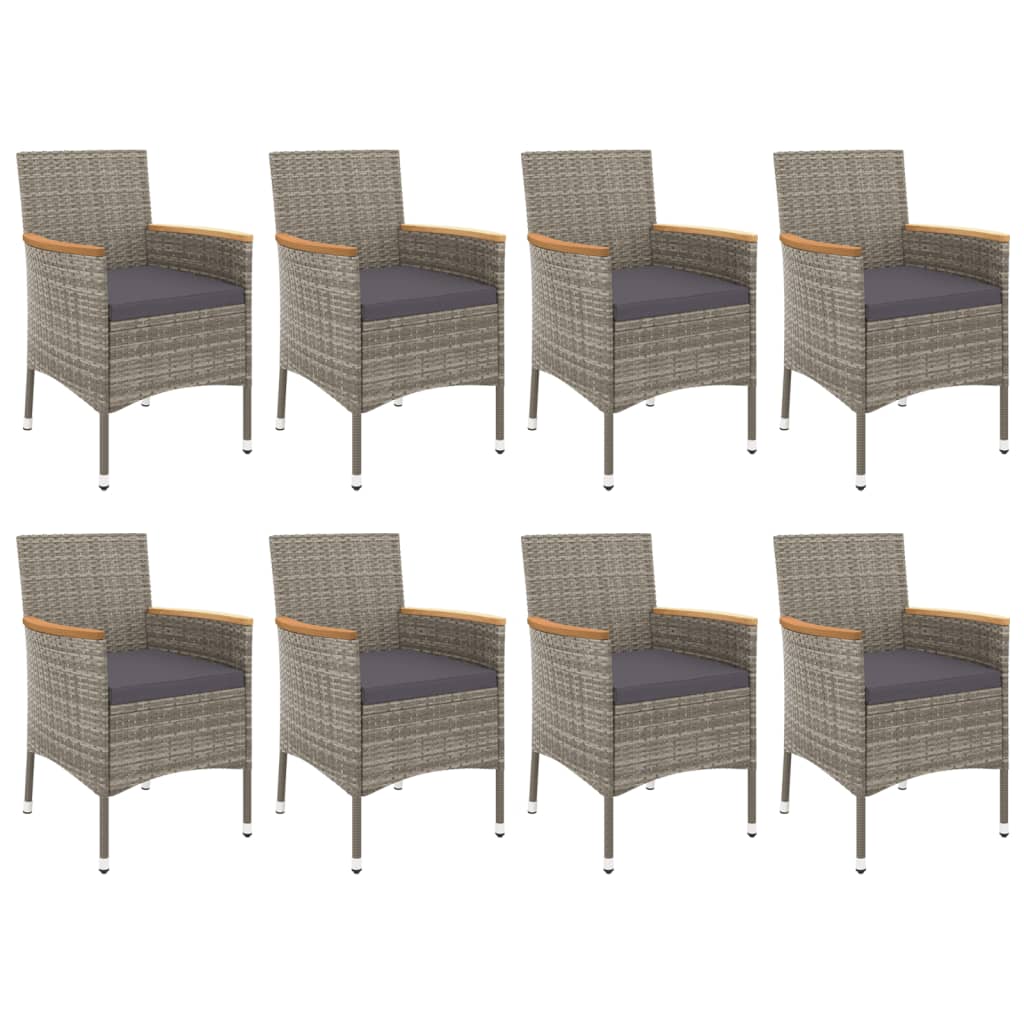 9 részes szürke polyrattan kerti étkezőgarnitúra párnával 3