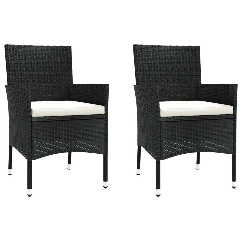 3 részes fekete polyrattan kerti étkezőgarnitúra párnákkal 4