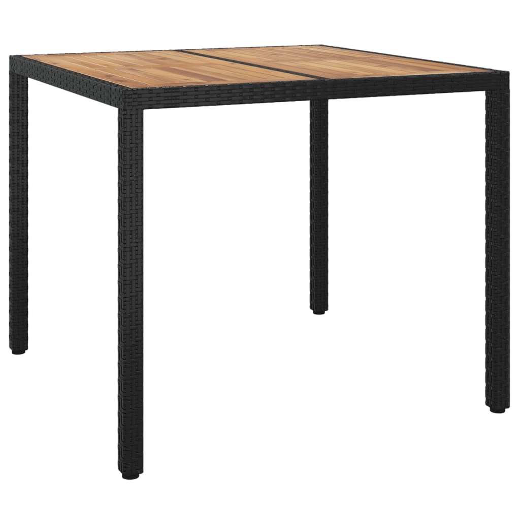 3 részes fekete polyrattan kerti étkezőgarnitúra párnákkal 6