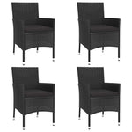 5 részes fekete polyrattan kerti bisztrógarnitúra párnákkal 3