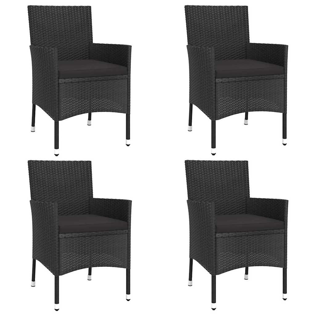 5 részes fekete polyrattan kerti bisztrógarnitúra párnákkal 3