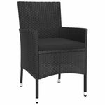 5 részes fekete polyrattan kerti bisztrógarnitúra párnákkal 4