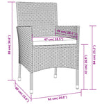 3 részes szürke polyrattan kerti bisztrógarnitúra párnákkal 9