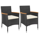 3 részes fekete polyrattan kerti bisztrógarnitúra párnákkal 3
