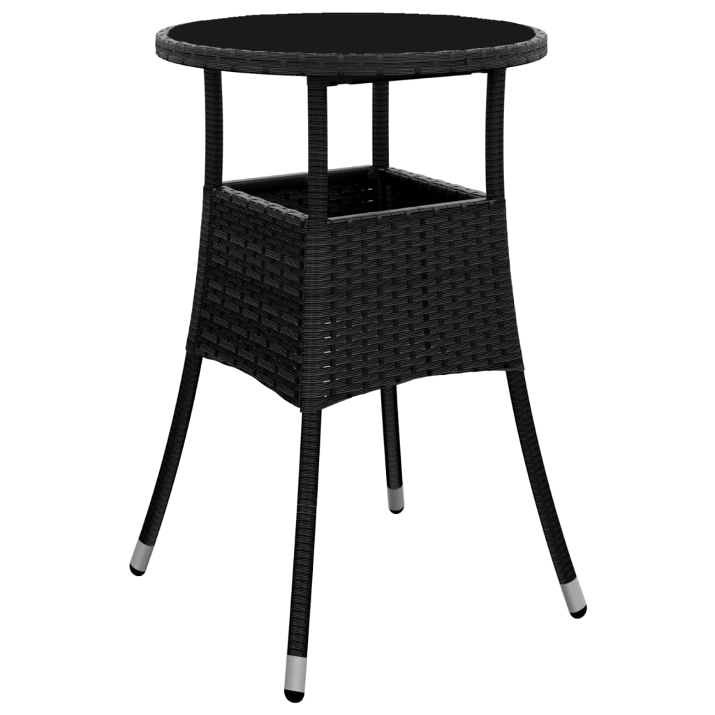3 részes fekete polyrattan kerti bisztrógarnitúra párnákkal 5