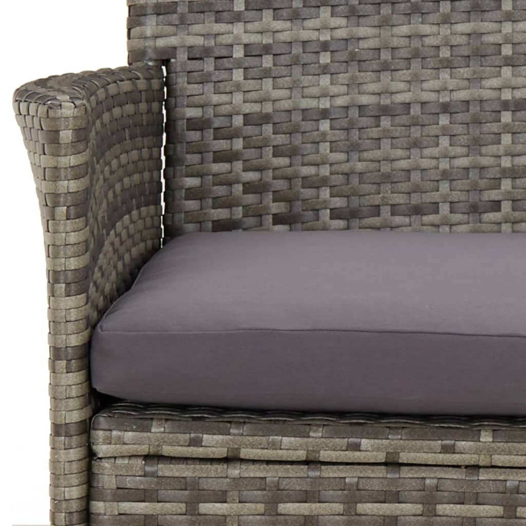 3részes szürke polyrattan kerti bisztrógarnitúra párnákkal 6