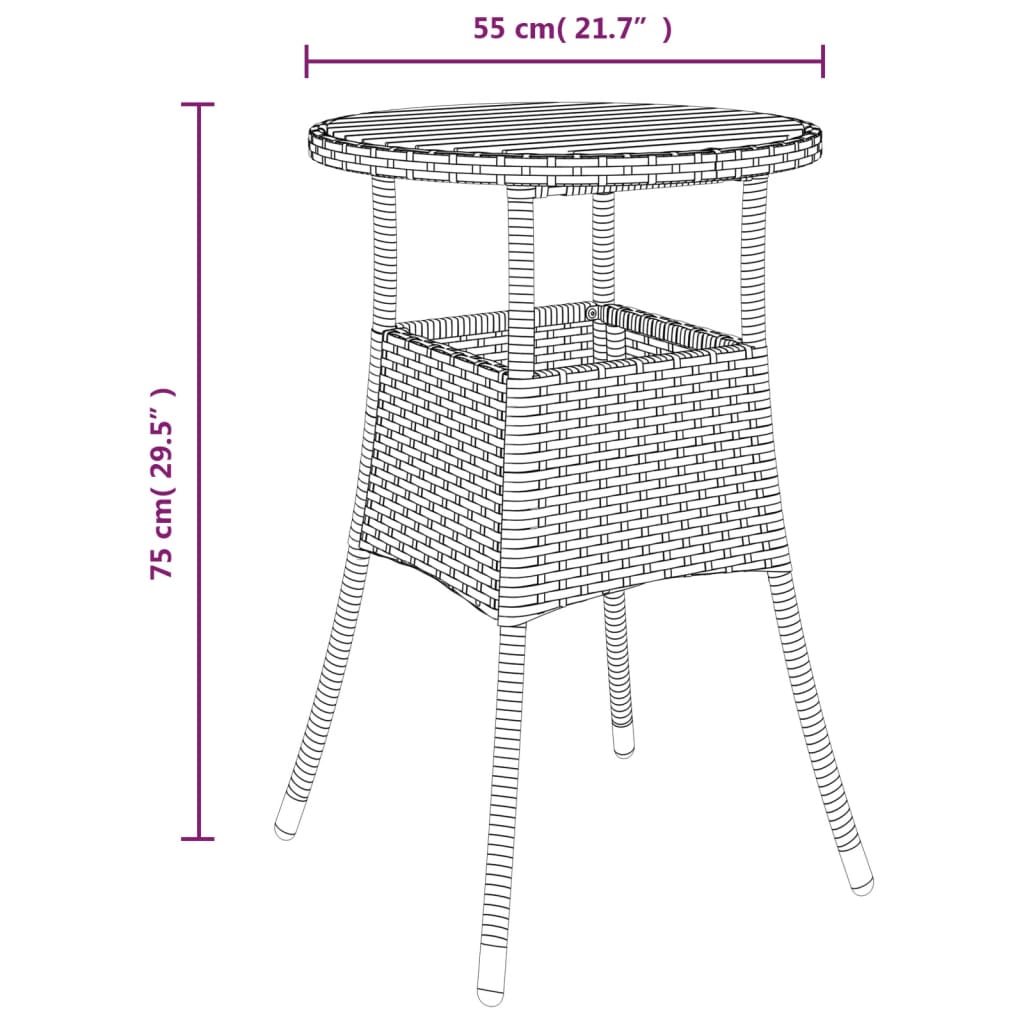 3részes szürke polyrattan kerti bisztrógarnitúra párnákkal 8