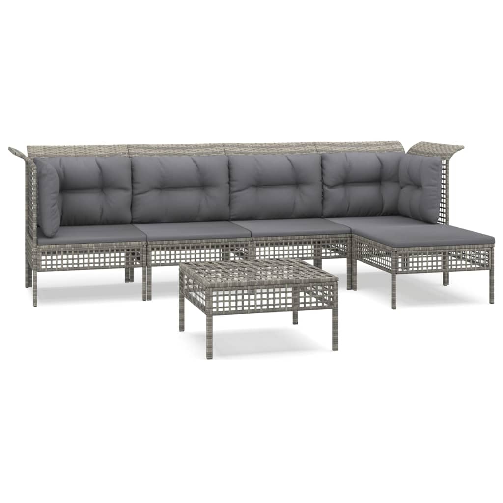 6 részes szürke polyrattan kerti ülőgarnitúra párnákkal 2