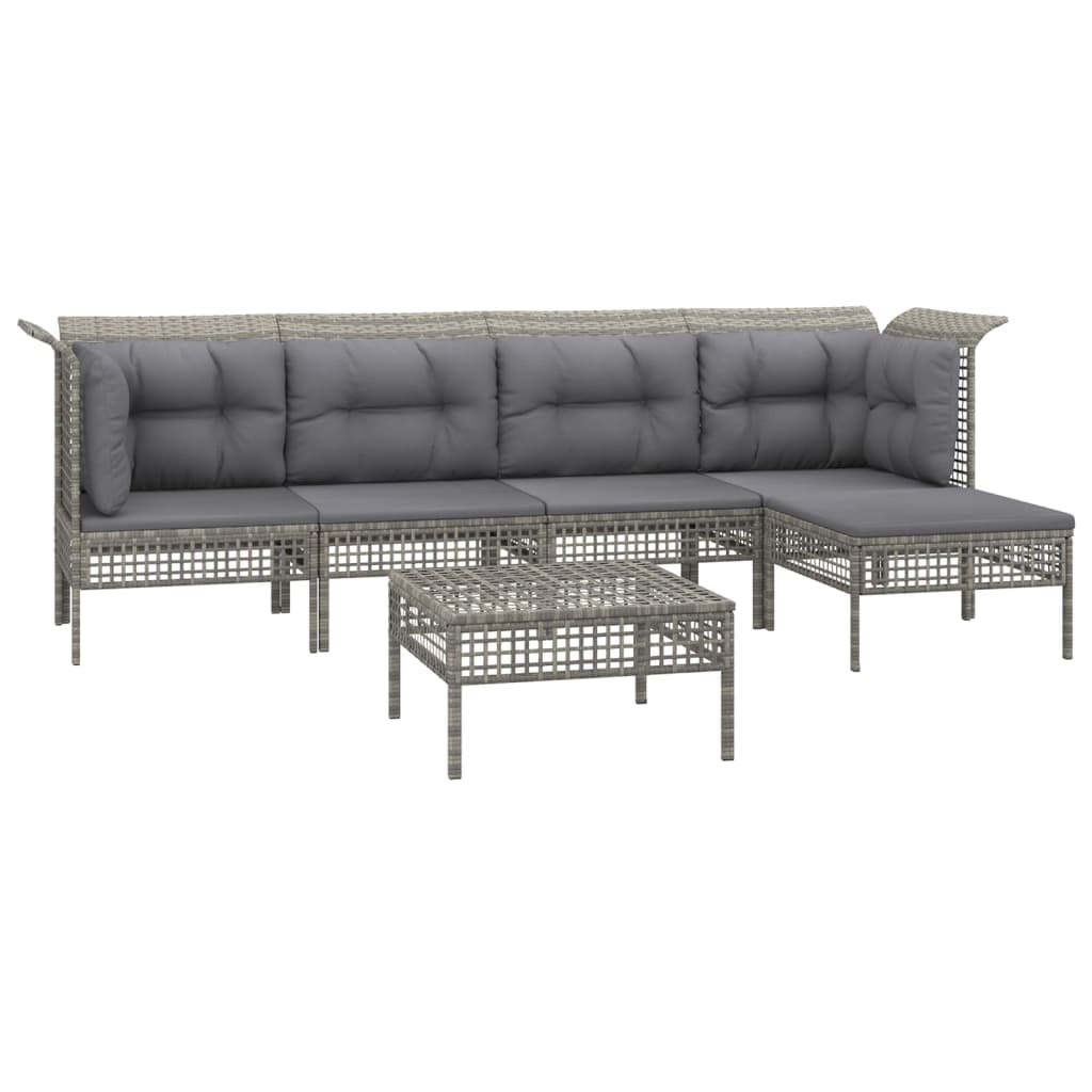6 részes szürke polyrattan kerti ülőgarnitúra párnákkal 3