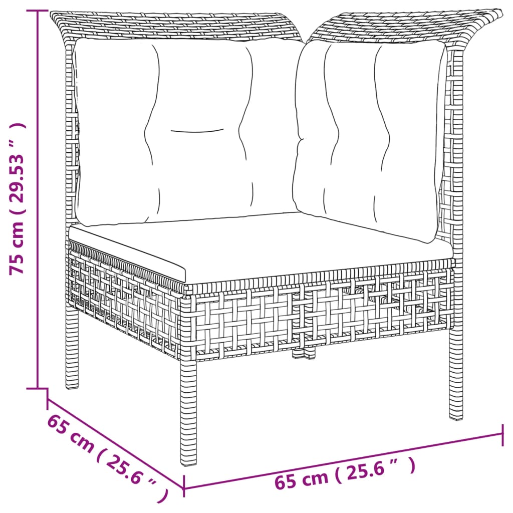 6 részes szürke polyrattan kerti ülőgarnitúra párnákkal 8