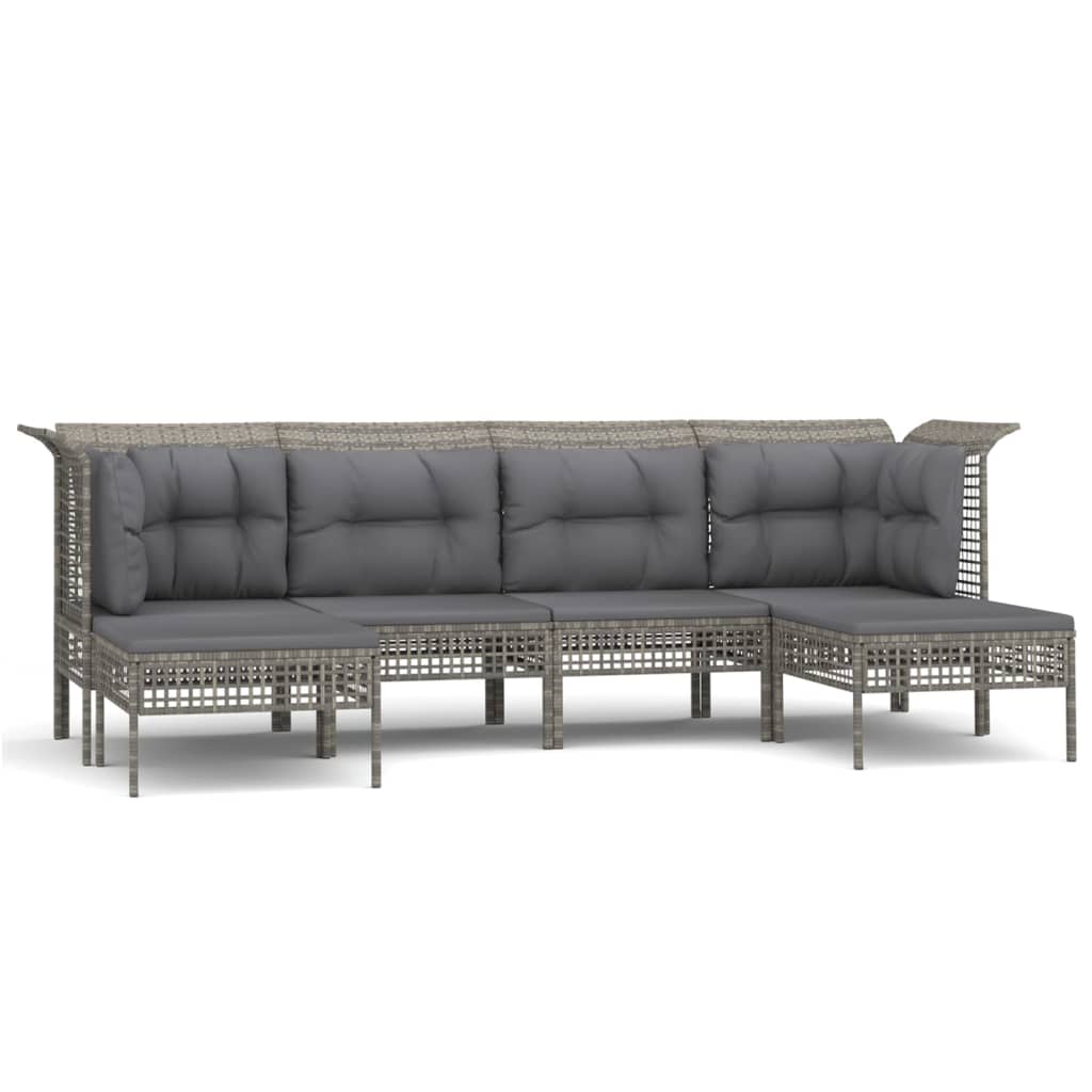 6 részes szürke polyrattan kerti ülőgarnitúra párnákkal 2