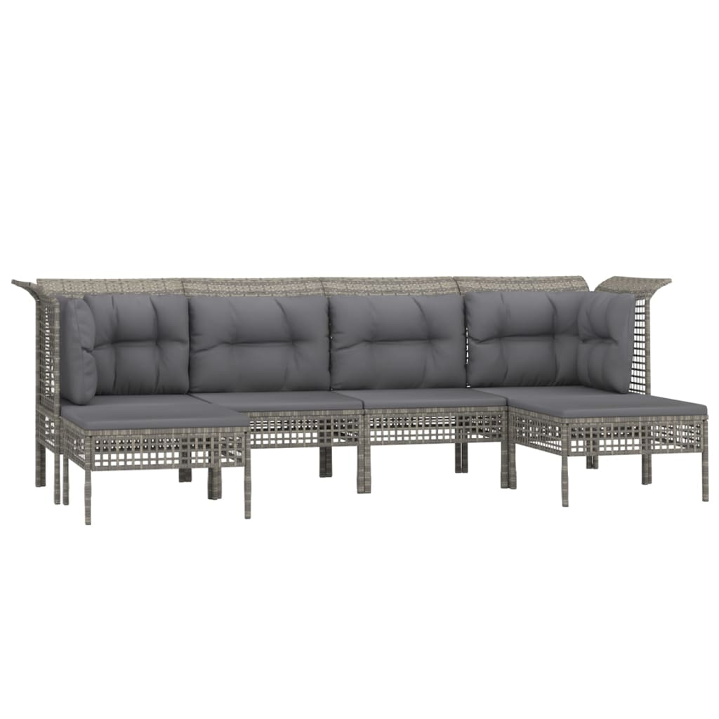 6 részes szürke polyrattan kerti ülőgarnitúra párnákkal 3