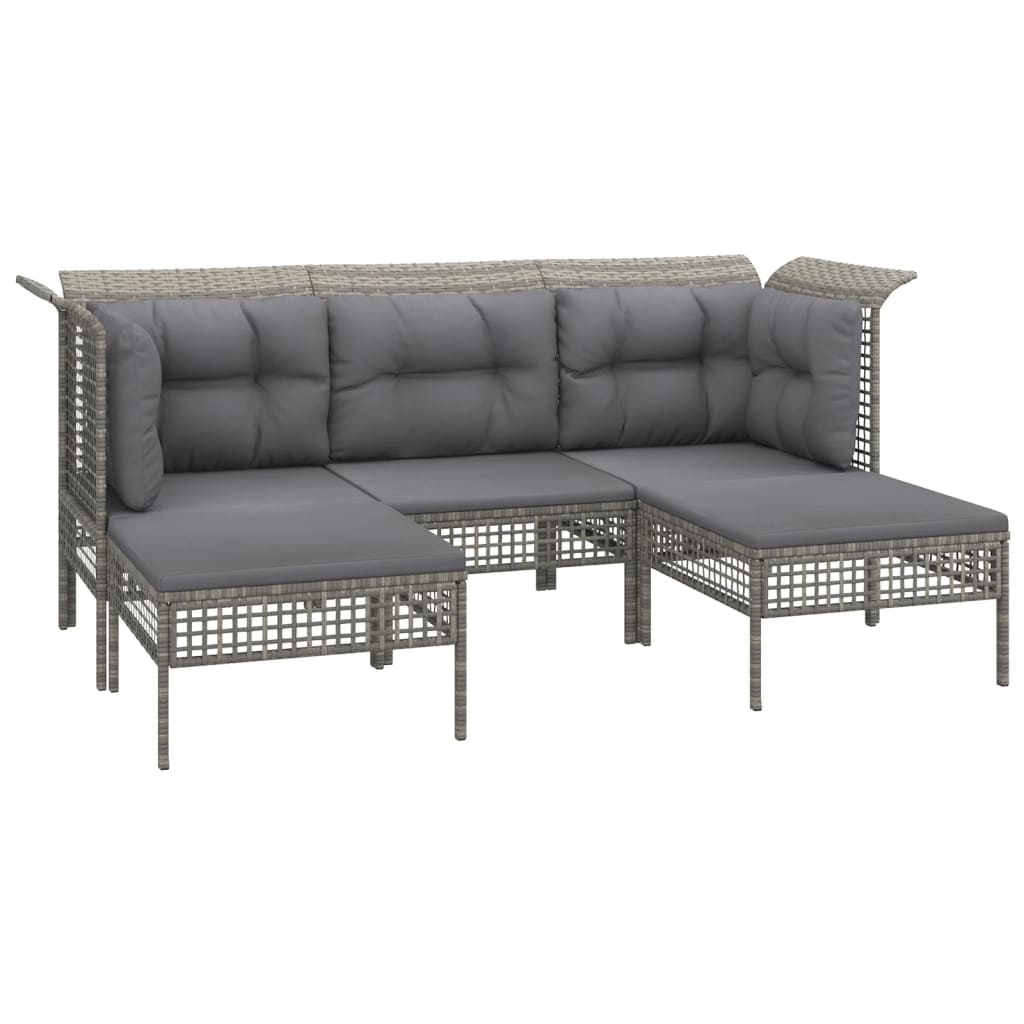 6 részes szürke polyrattan kerti ülőgarnitúra párnákkal 4
