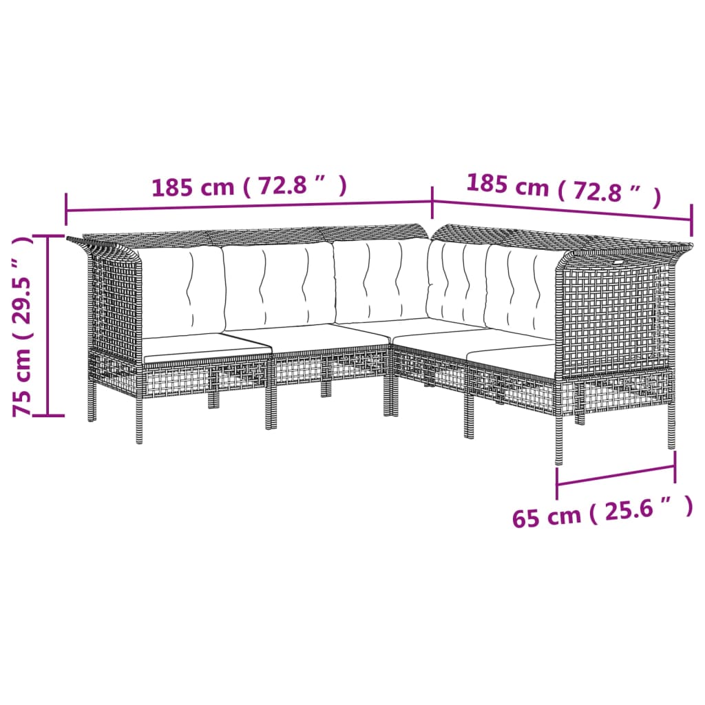 8 részes szürke polyrattan kerti ülőgarnitúra párnákkal 7