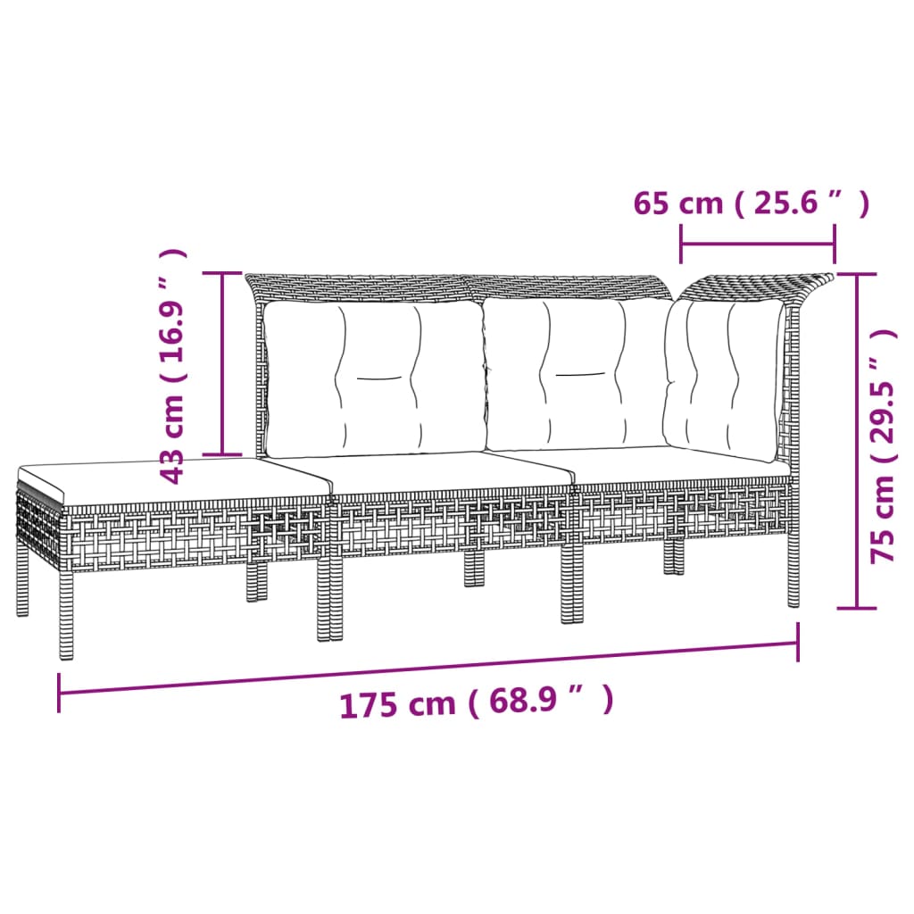 8 részes szürke polyrattan kerti ülőgarnitúra párnákkal 8