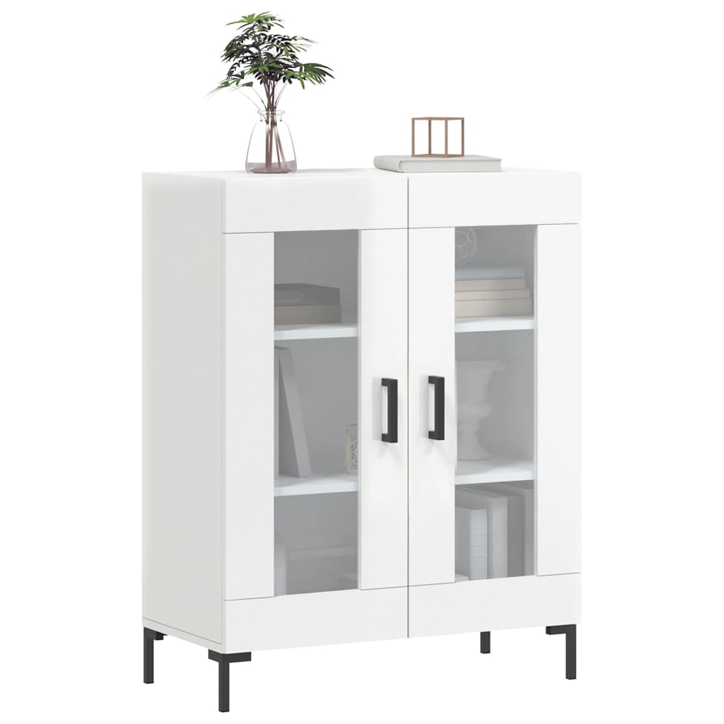 Magasfényű fehér szerelt fa tálalószekrény 69,5 x 34 x 90 cm 3