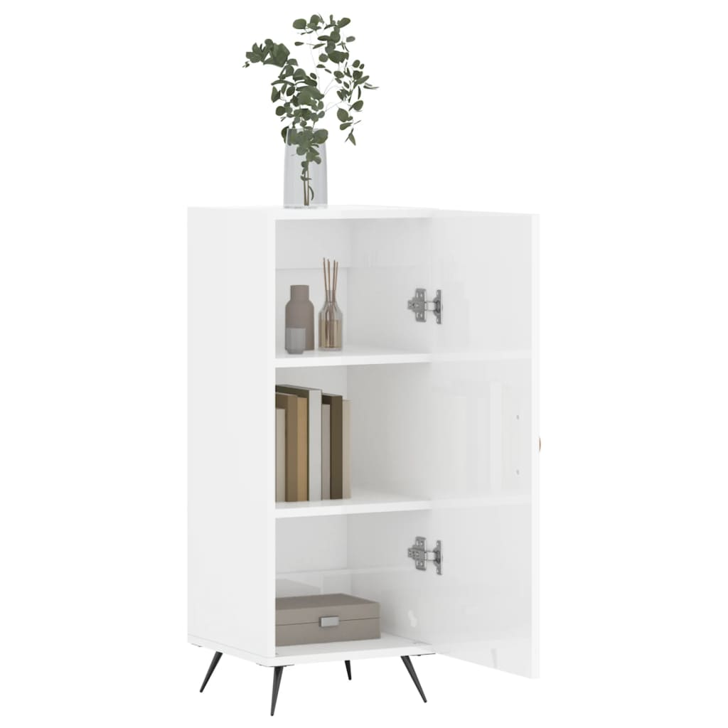 Magasfényű fehér szerelt fa tálalószekrény 34,5 x 34 x 90 cm 4