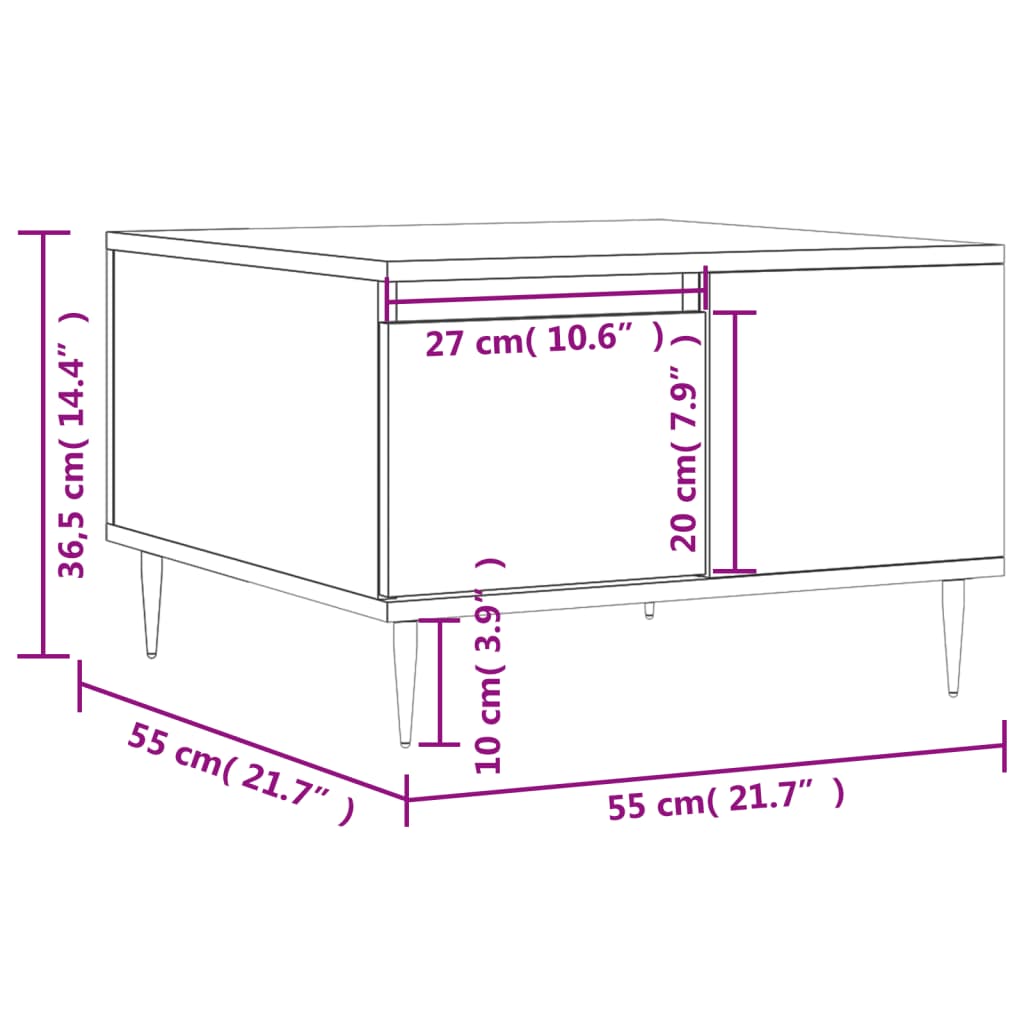Betonszürke szerelt fa dohányzóasztal 55x55x36,5 cm 11